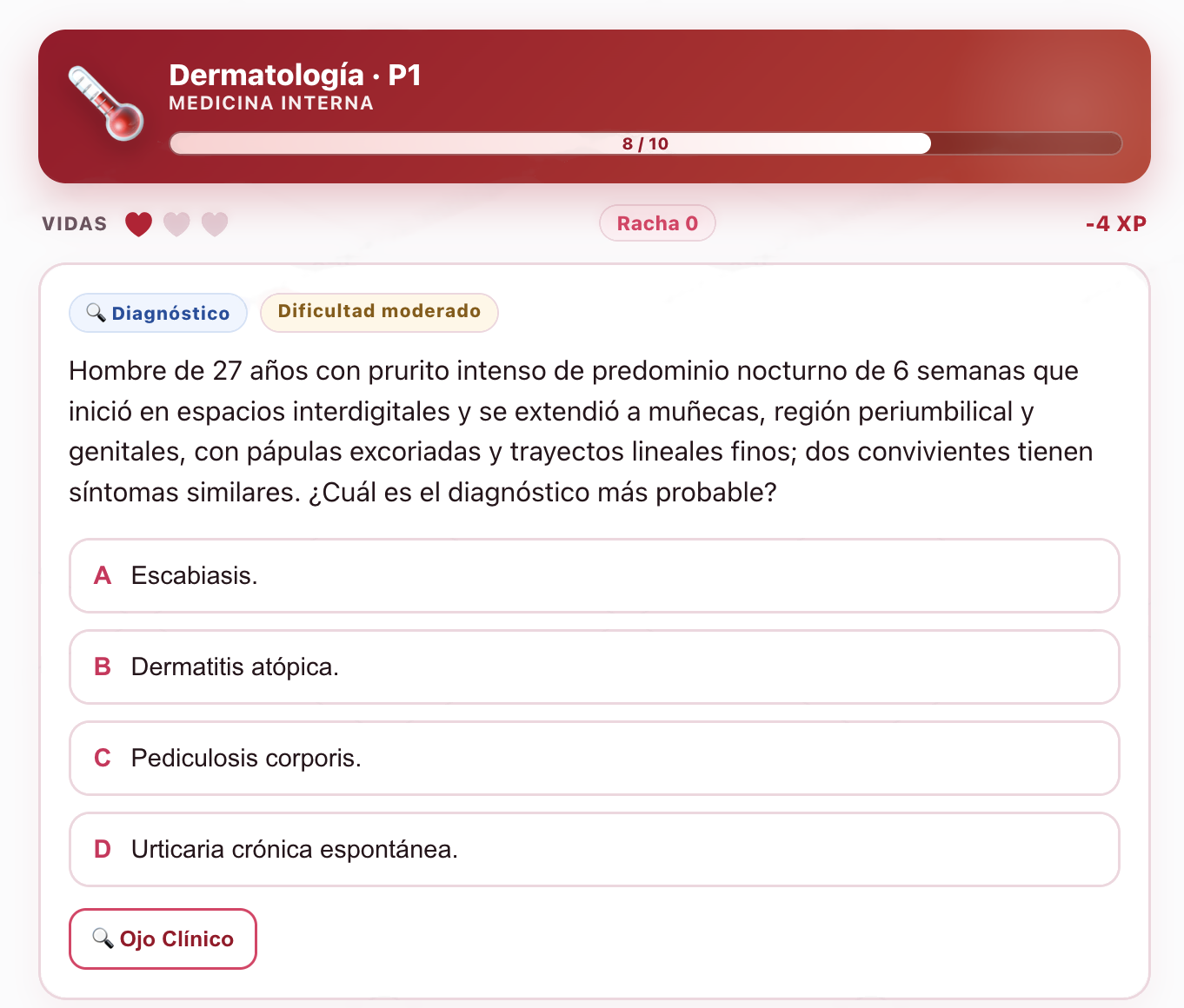Reto clínico del área de esparcimiento del Centro de Entrenamiento